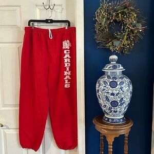 Vintage Gildan Heavy Blend Red and White Plattsburgh State Cardinals Sweatpants